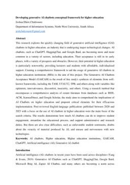 Developing generative AI chatbots conceptual framework for higher
  education