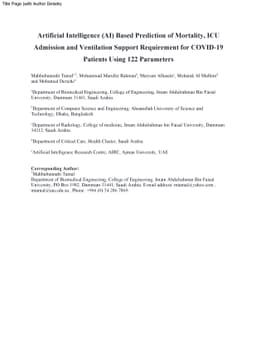 Artificial Intelligence (AI) Based Prediction of Mortality, for COVID-19
  Patients
