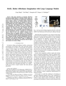 RAIL: Robot Affordance Imagination with Large Language Models