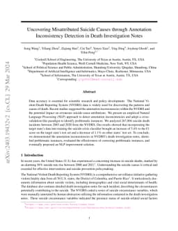 Uncovering Misattributed Suicide Causes through Annotation Inconsistency
  Detection in Death Investigation Notes