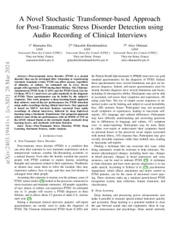 A Novel Stochastic Transformer-based Approach for Post-Traumatic Stress
  Disorder Detection using Audio Recording of Clinical Interviews