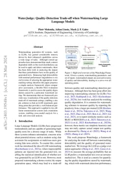 WaterJudge: Quality-Detection Trade-off when Watermarking Large Language
  Models