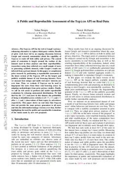 A Public and Reproducible Assessment of the Topics API on Real Data