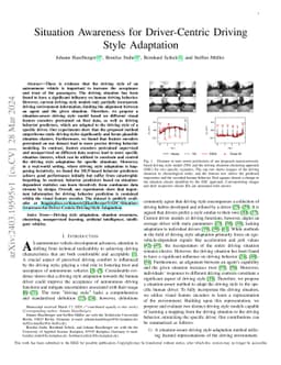 Situation Awareness for Driver-Centric Driving Style Adaptation