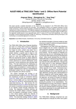 NJUST-KMG at TRAC-2024 Tasks 1 and 2: Offline Harm Potential
  Identification