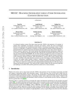 MUGC: Machine Generated versus User Generated Content Detection