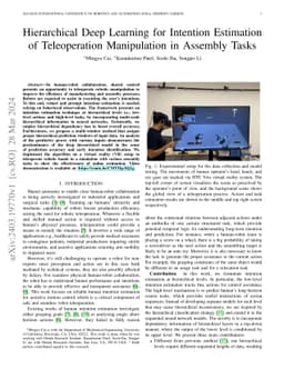 Hierarchical Deep Learning for Intention Estimation of Teleoperation
  Manipulation in Assembly Tasks