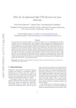 ENet-21: An Optimized light CNN Structure for Lane Detection