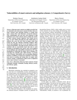 Vulnerabilities of smart contracts and mitigation schemes: A
  Comprehensive Survey