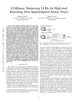 LLMSense: Harnessing LLMs for High-level Reasoning Over Spatiotemporal
  Sensor Traces