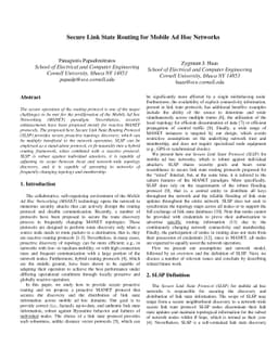 Secure Link State Routing for Mobile Ad Hoc Networks