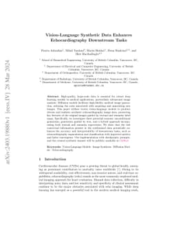 Vision-Language Synthetic Data Enhances Echocardiography Downstream
  Tasks