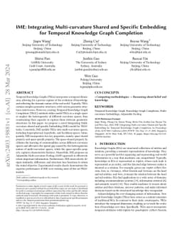 IME: Integrating Multi-curvature Shared and Specific Embedding for
  Temporal Knowledge Graph Completion