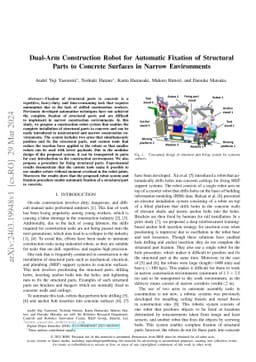 Dual-Arm Construction Robot for Automatic Fixation of Structural Parts
  to Concrete Surfaces in Narrow Environments