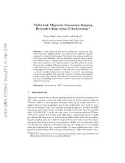 Multi-task Magnetic Resonance Imaging Reconstruction using Meta-learning