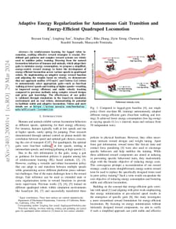 Adaptive Energy Regularization for Autonomous Gait Transition and Energy-Efficient Quadruped Locomotion