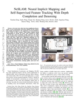 NeSLAM: Neural Implicit Mapping and Self-Supervised Feature Tracking
  With Depth Completion and Denoising
