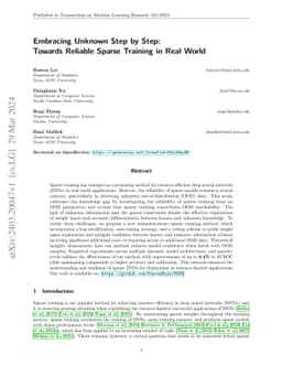 Embracing Unknown Step by Step: Towards Reliable Sparse Training in Real
  World