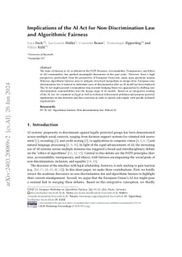 Implications of the AI Act for Non-Discrimination Law and Algorithmic
  Fairness