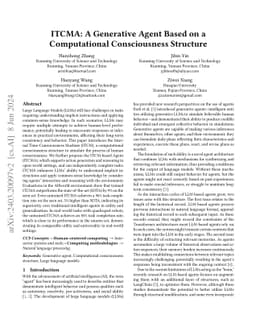 ITCMA: A Generative Agent Based on a Computational Consciousness
  Structure