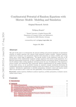 Combinatorial Potential of Random Equations with Mixture Models:
  Modeling and Simulation