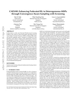 CAESAR: Enhancing Federated RL in Heterogeneous MDPs through
  Convergence-Aware Sampling with Screening