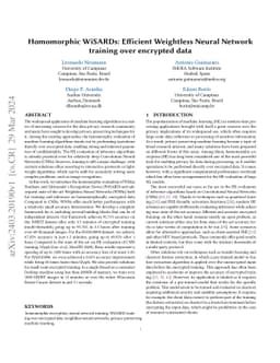 Homomorphic WiSARDs: Efficient Weightless Neural Network training over
  encrypted data