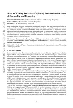 LLMs as Writing Assistants: Exploring Perspectives on Sense of Ownership
  and Reasoning