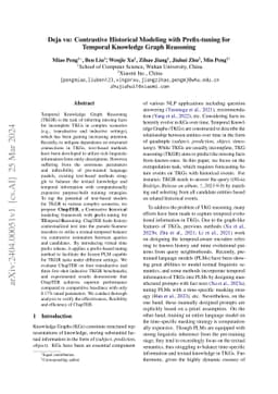 Deja vu: Contrastive Historical Modeling with Prefix-tuning for Temporal
  Knowledge Graph Reasoning