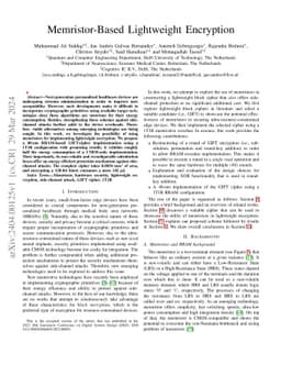 Memristor-Based Lightweight Encryption