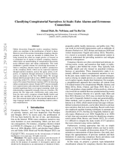 Classifying Conspiratorial Narratives At Scale: False Alarms and
  Erroneous Connections