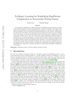 No-Regret Learning for Stackelberg Equilibrium Computation in Newsvendor
  Pricing Games