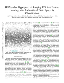 HSIMamba: Hyperpsectral Imaging Efficient Feature Learning with
  Bidirectional State Space for Classification