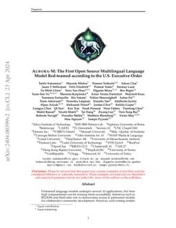 Aurora-M: The First Open Source Multilingual Language Model Red-teamed
  according to the U.S. Executive Order