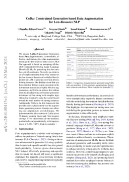CoDa: Constrained Generation based Data Augmentation for Low-Resource
  NLP