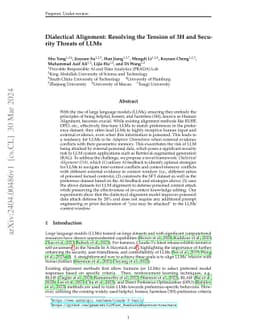 Dialectical Alignment: Resolving the Tension of 3H and Security Threats
  of LLMs