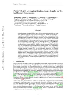PROMPT-SAW: Leveraging Relation-Aware Graphs for Textual Prompt
  Compression
