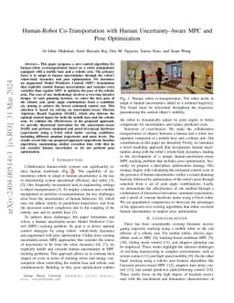 Human-Robot Co-Transportation with Human Uncertainty-Aware MPC and Pose
  Optimization