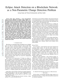 Eclipse Attack Detection on a Blockchain Network as a Non-Parametric
  Change Detection Problem