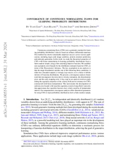 Convergence of Continuous Normalizing Flows for Learning Probability
  Distributions