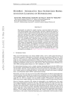 HypeBoy: Generative Self-Supervised Representation Learning on
  Hypergraphs