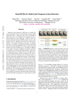Dual DETRs for Multi-Label Temporal Action Detection