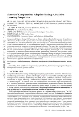 Survey of Computerized Adaptive Testing: A Machine Learning Perspective