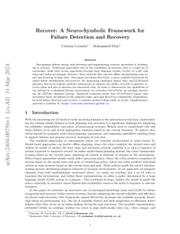 Recover: A Neuro-Symbolic Framework for Failure Detection and Recovery