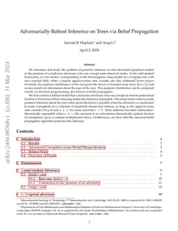 Adversarially-Robust Inference on Trees via Belief Propagation