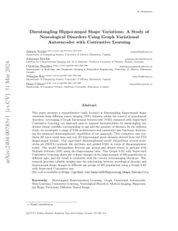 Disentangling Hippocampal Shape Variations: A Study of Neurological
  Disorders Using Graph Variational Autoencoder with Contrastive Learning