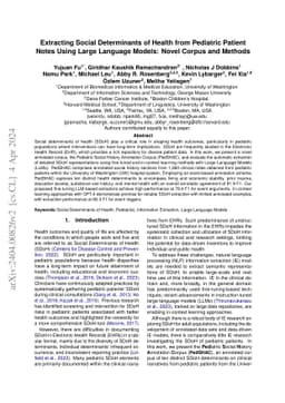 Extracting Social Determinants of Health from Pediatric Patient Notes
  Using Large Language Models: Novel Corpus and Methods