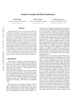 Transfer Learning with Point Transformers
