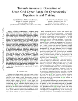 Towards Automated Generation of Smart Grid Cyber Range for Cybersecurity
  Experiments and Training