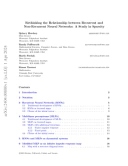 Rethinking the Relationship between Recurrent and Non-Recurrent Neural
  Networks: A Study in Sparsity
